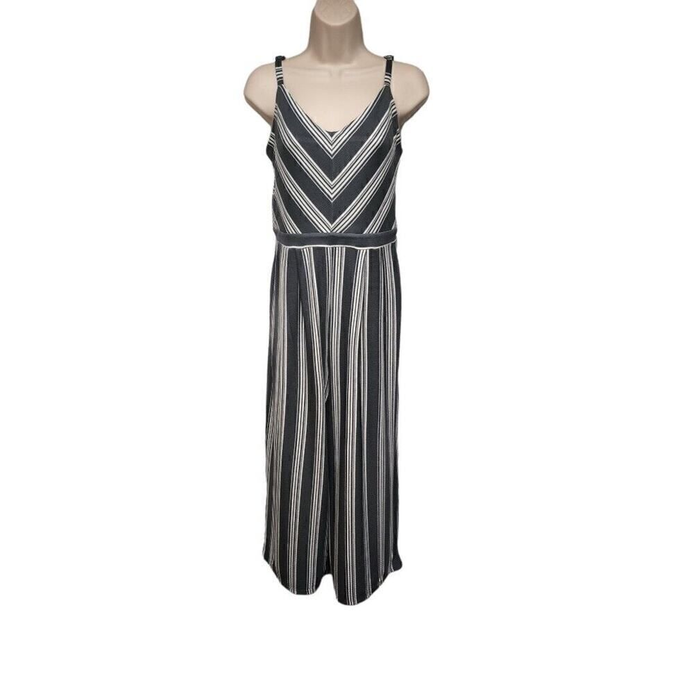 Xhilaration Gray Striped Midi Romper Size Medium